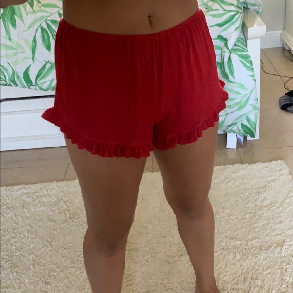 Red flowy shorts